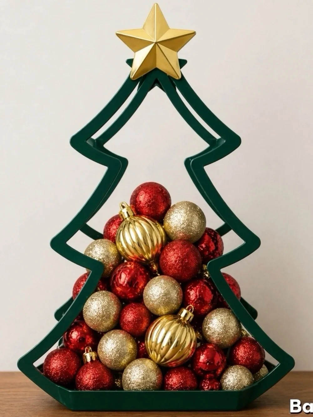 Ashland Green Tree Frame with Red and Gold Ornaments